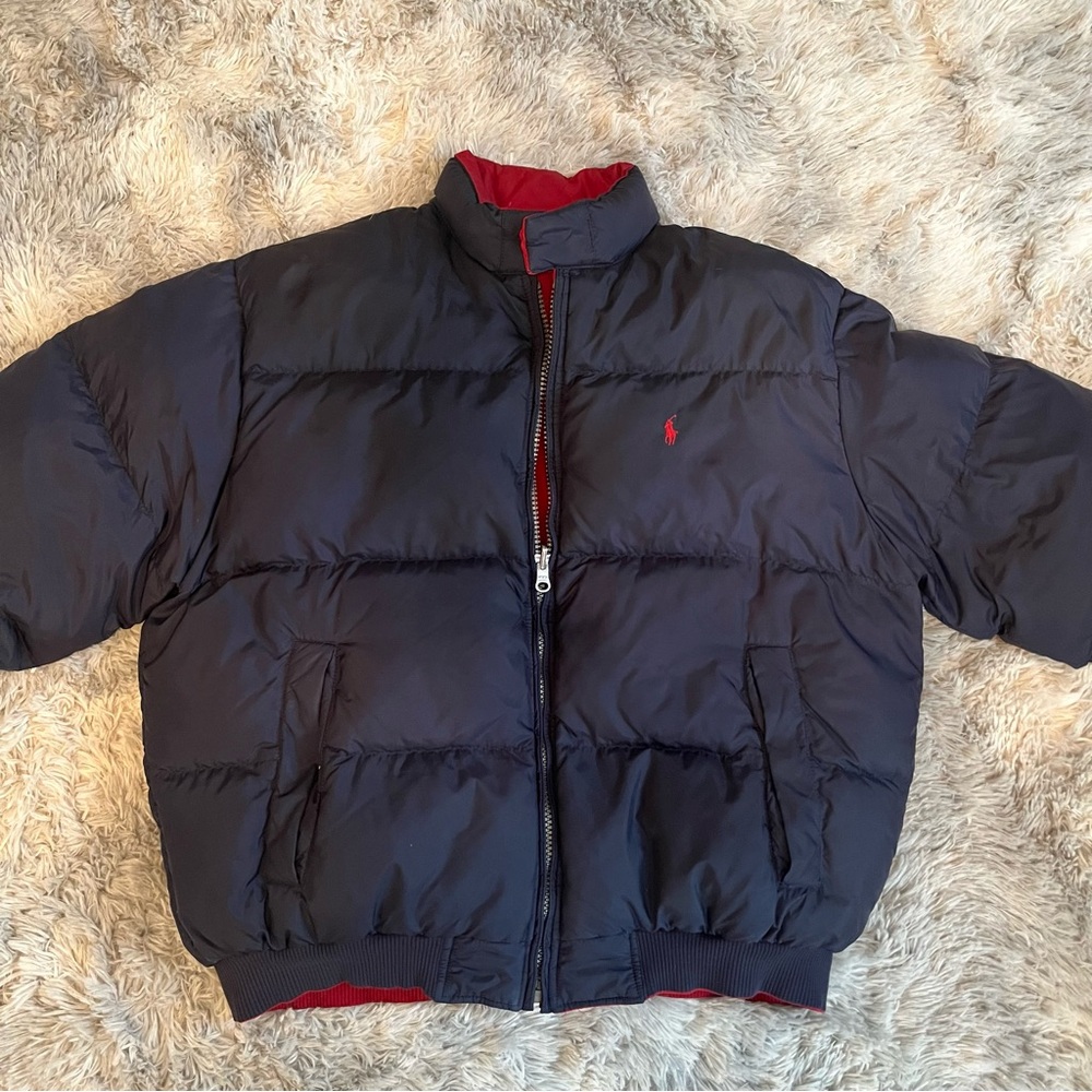 Vintage Reversible Polo Ralph Lauren Navy/ Red Puffer Jacket - Picture 4 of 12
